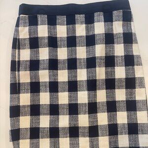 J.Crew Navy and White Checkered Pencil Skirt